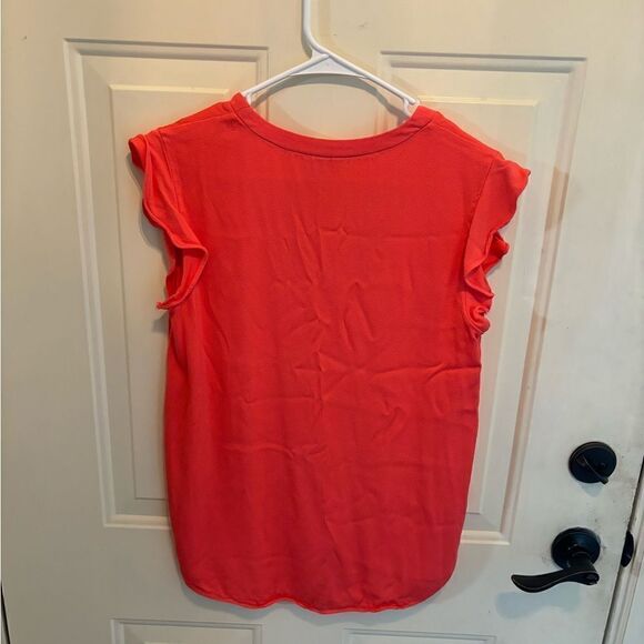 Kate Spade Live Colorfully Orange V Neck Flutter Sleeve Top size S - Picture 2 of 4